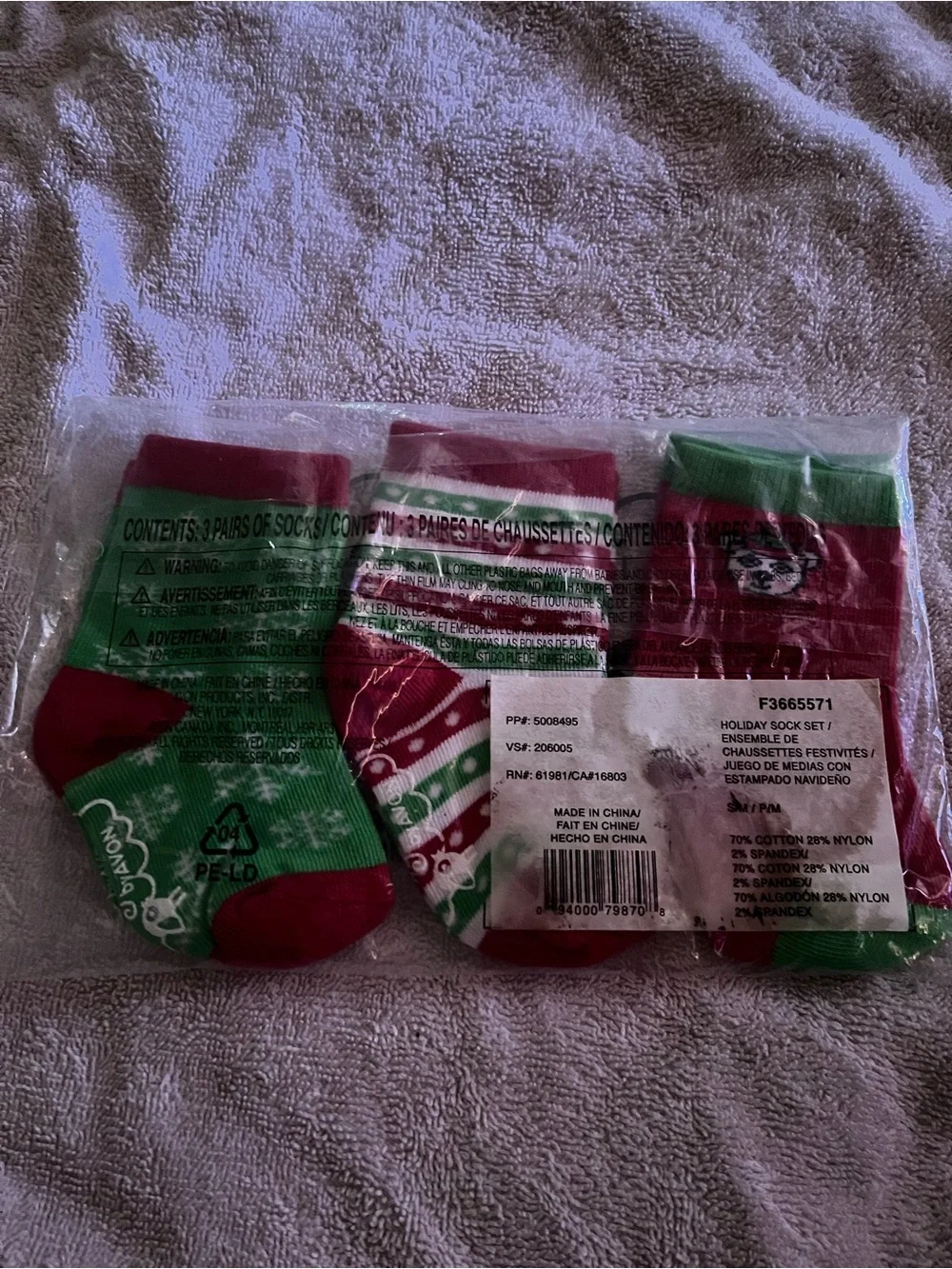 Avon Tiny Tillia Kids Holiday Socks Set - Red, Green, White